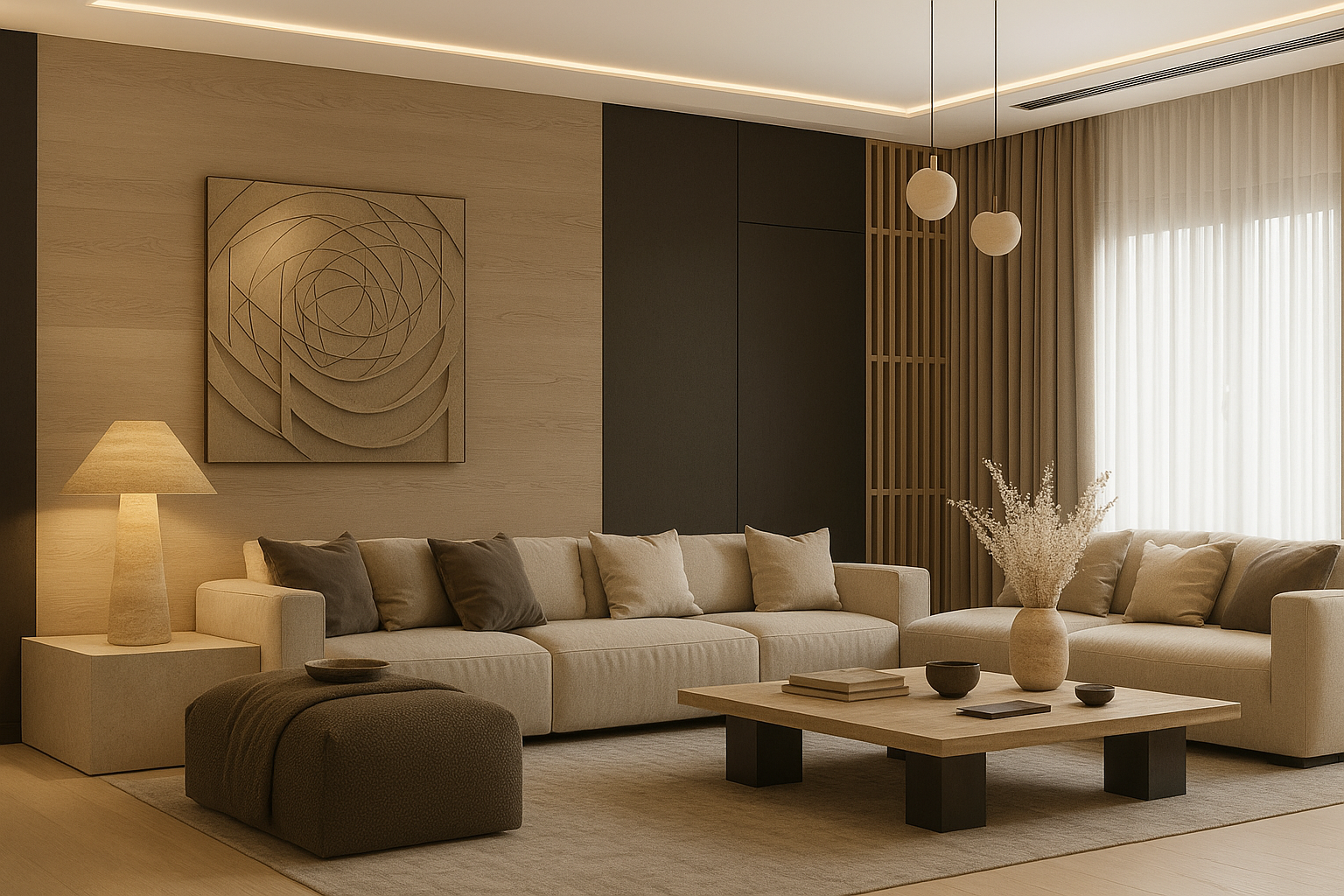 Sfeervolle woonkamer met moderne inrichting van Bison Goods